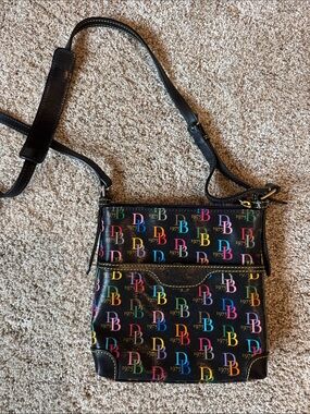 Dooney & Bourke Black Multicolor DB Logo Crossbody Bag